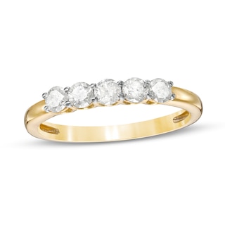 0.45 CT. T.W. Diamond Five Stone Anniversary Band in 10K Gold