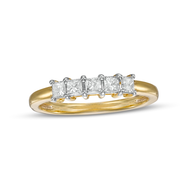 Main Image 1 of 0.45 CT. T.W. Princess-Cut Diamond Five Stone Anniversary Band in 10K Gold