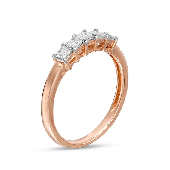 0.45 CT. T.W. Princess-Cut Diamond Five Stone Anniversary Band in 10K Rose Gold