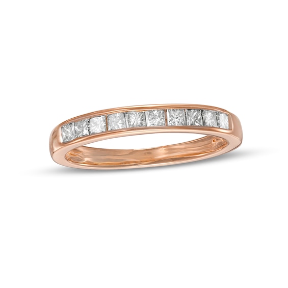 0.45 CT. T.W. Princess-Cut Diamond Ten Stone Anniversary Band in 10K Rose Gold