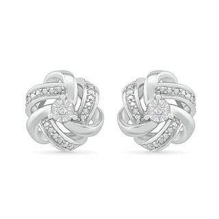 Diamond Accent Knot Stud Earrings in Sterling Silver