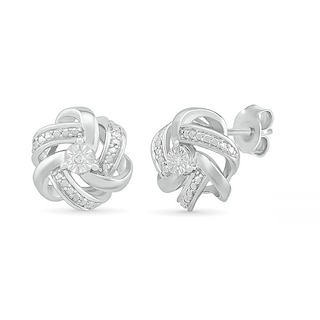 Diamond Accent Knot Stud Earrings in Sterling Silver