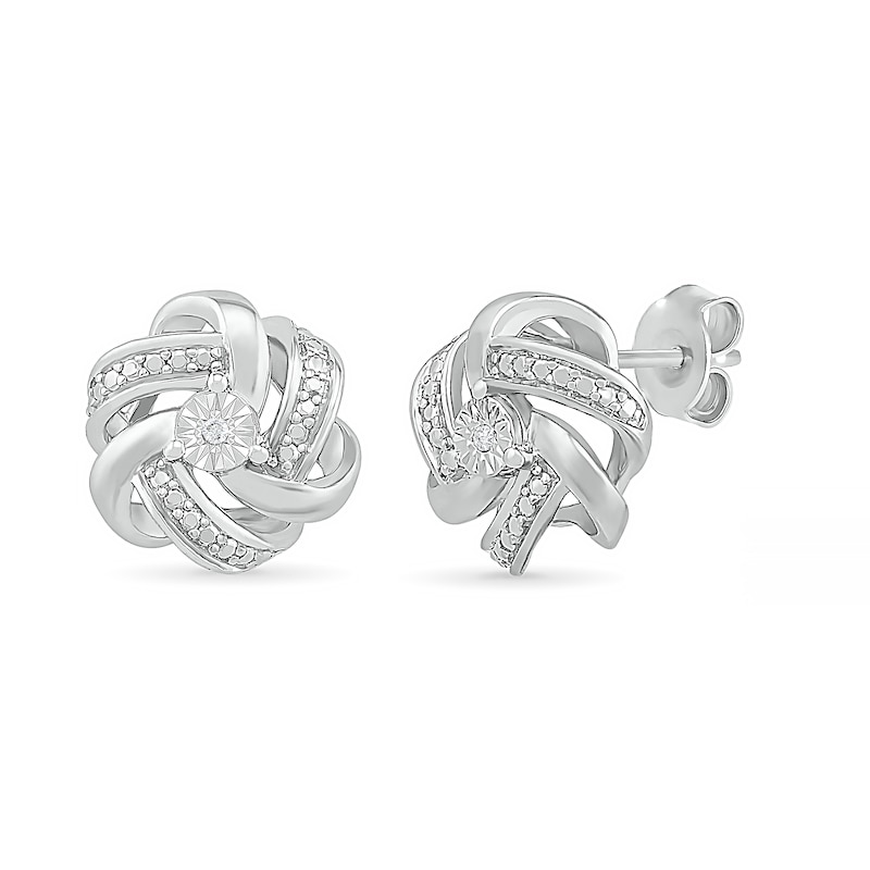 Diamond Accent Knot Stud Earrings in Sterling Silver|Peoples Jewellers