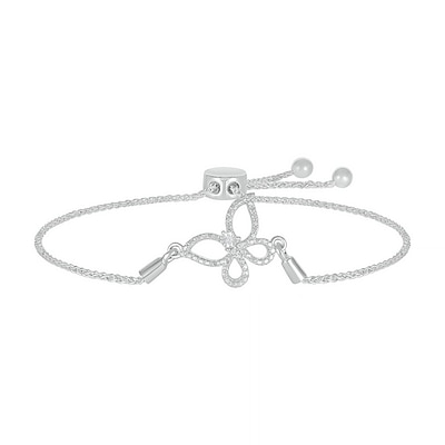 Diamond Accent Butterfly Bolo Bracelet in Sterling Silver – 9.5"