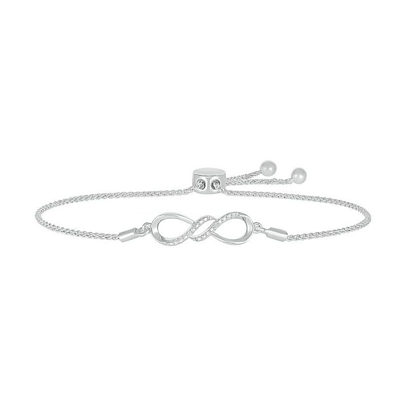 Diamond Accent Double Row Infinity Bolo Bracelet in Sterling Silver – 9.5"|Peoples Jewellers