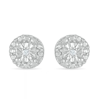 Diamond Accent Frame Stud Earrings in Sterling Silver