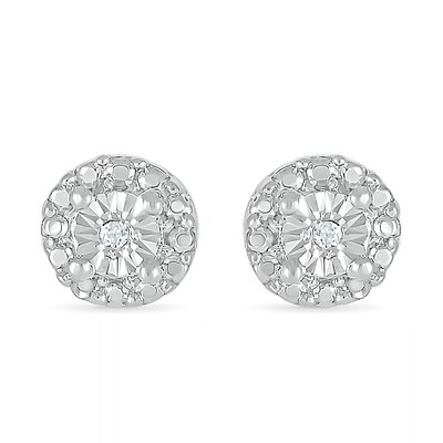 Diamond Accent Frame Stud Earrings in Sterling Silver