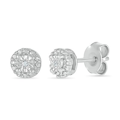 Diamond Accent Frame Stud Earrings in Sterling Silver