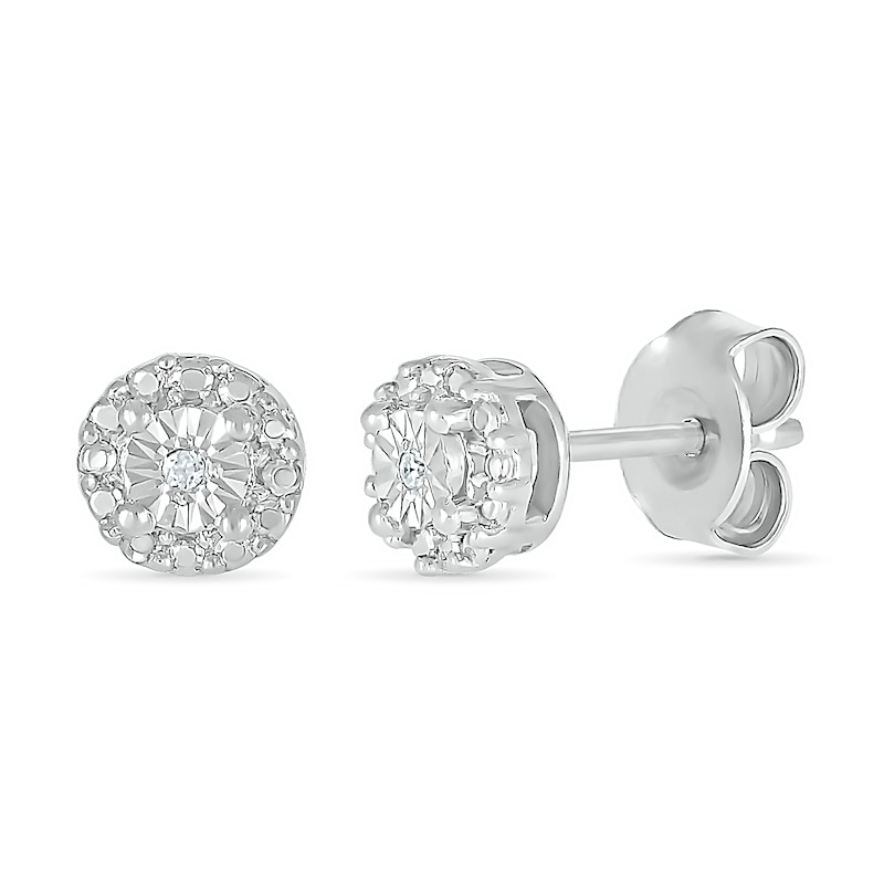 Diamond Accent Frame Stud Earrings in Sterling Silver