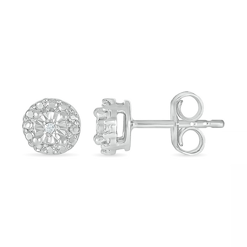 Diamond Accent Frame Stud Earrings in Sterling Silver