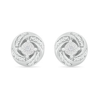 Diamond Accent Spiral Stud Earrings in Sterling Silver