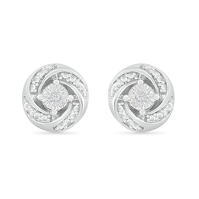 Diamond Accent Spiral Stud Earrings in Sterling Silver