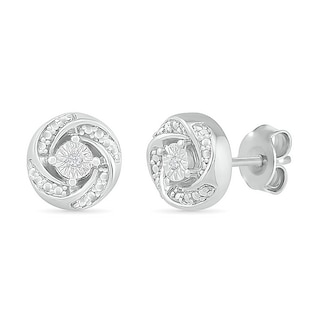 Diamond Accent Spiral Stud Earrings in Sterling Silver