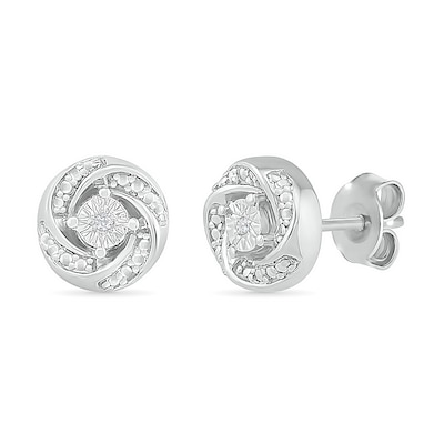 Diamond Accent Spiral Stud Earrings in Sterling Silver