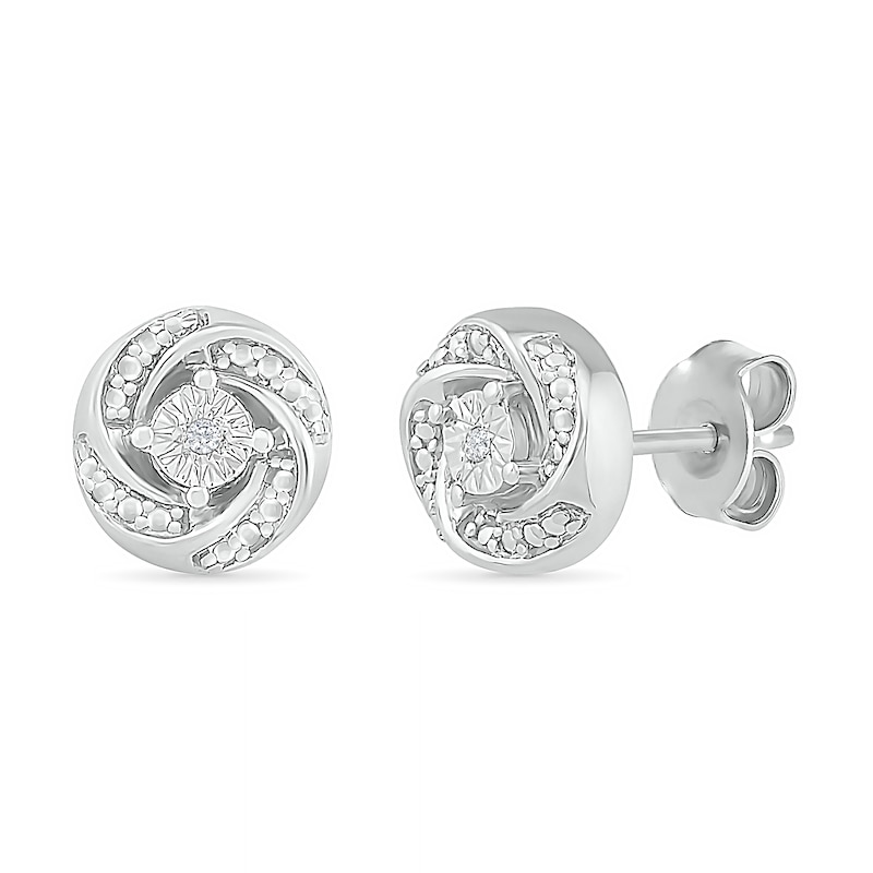 Diamond Accent Spiral Stud Earrings in Sterling Silver|Peoples Jewellers