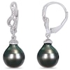 Thumbnail Image 0 of Baroque Black Tahitian Cultured Pearl and 0.05 CT. T.W. Diamond Cascading Flame Drop Earrings in Sterling Silver