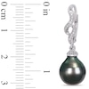 Thumbnail Image 2 of Baroque Black Tahitian Cultured Pearl and 0.05 CT. T.W. Diamond Cascading Flame Drop Earrings in Sterling Silver