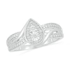 Thumbnail Image 0 of Composite Pear-Shaped Diamond Accent Crossover Twist Shank Ring in Sterling Silver