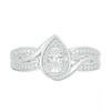 Composite Pear-Shaped Diamond Accent Crossover Twist Shank Ring in Sterling Silver