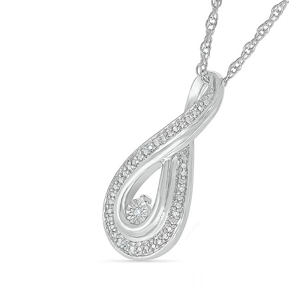 Diamond Accent Infinity Loop Pendant in Sterling Silver