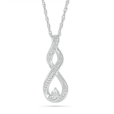 Diamond Accent Infinity Twist Pendant in Sterling Silver