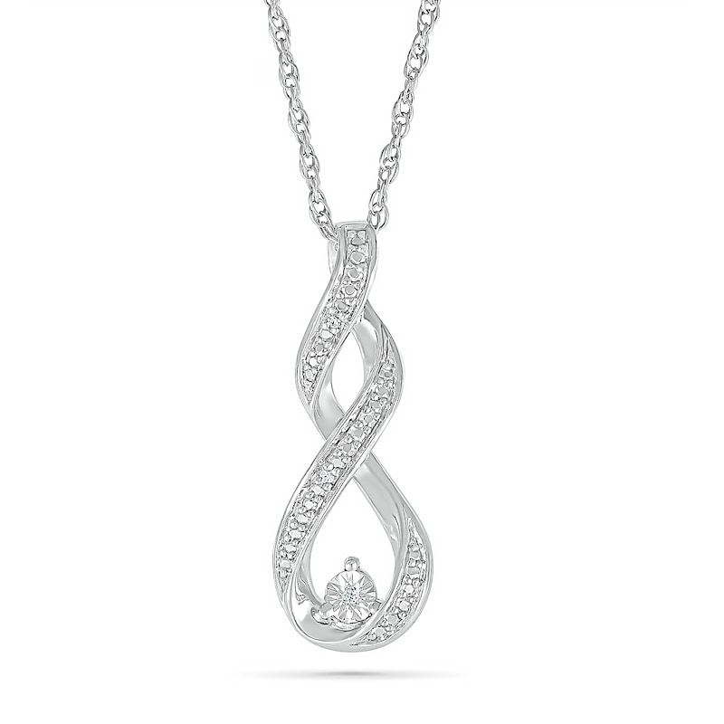 Diamond Accent Infinity Twist Pendant in Sterling Silver