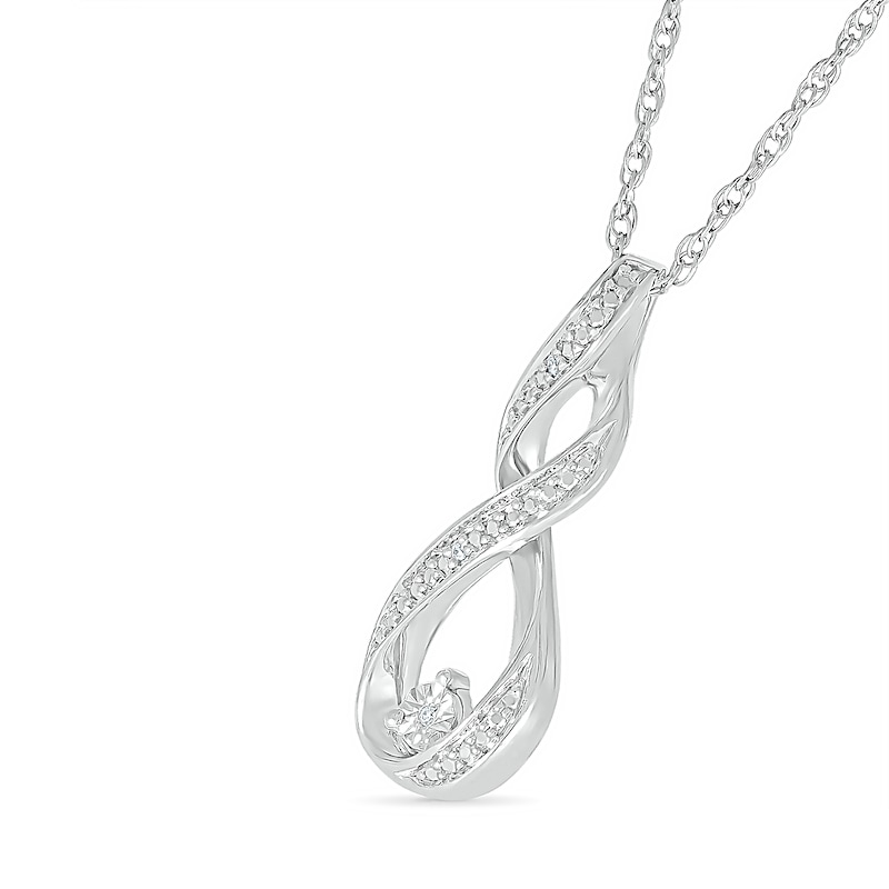 Diamond Accent Infinity Twist Pendant in Sterling Silver