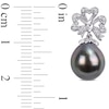 Baroque Black Tahitian Cultured Pearl and 0.15 CT. T.W. Diamond Clover Bow Vintage-Style Drop Earrings in 10K White Gold