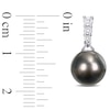 Thumbnail Image 2 of Baroque Black Tahitian Cultured Pearl and 0.27 CT. T.W. Diamond Graduated Three Stone Drop Earrings in 10K White Gold