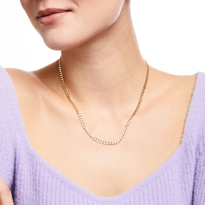 3.5mm Curb Chain Necklace in Hollow 10K Gold - 18"