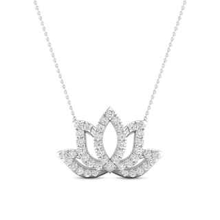 By Women for Women 0.10 CT. T.W. Diamond Lotus Flower Necklace in Sterling Silver