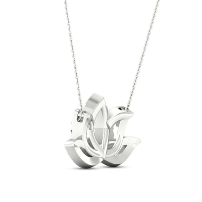 By Women for Women 0.10 CT. T.W. Diamond Lotus Flower Necklace in Sterling Silver