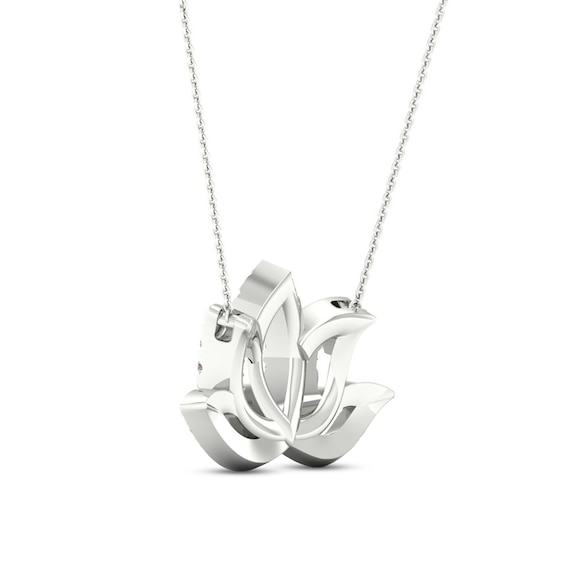 By Women for Women 0.10 CT. T.W. Diamond Lotus Flower Necklace in Sterling Silver