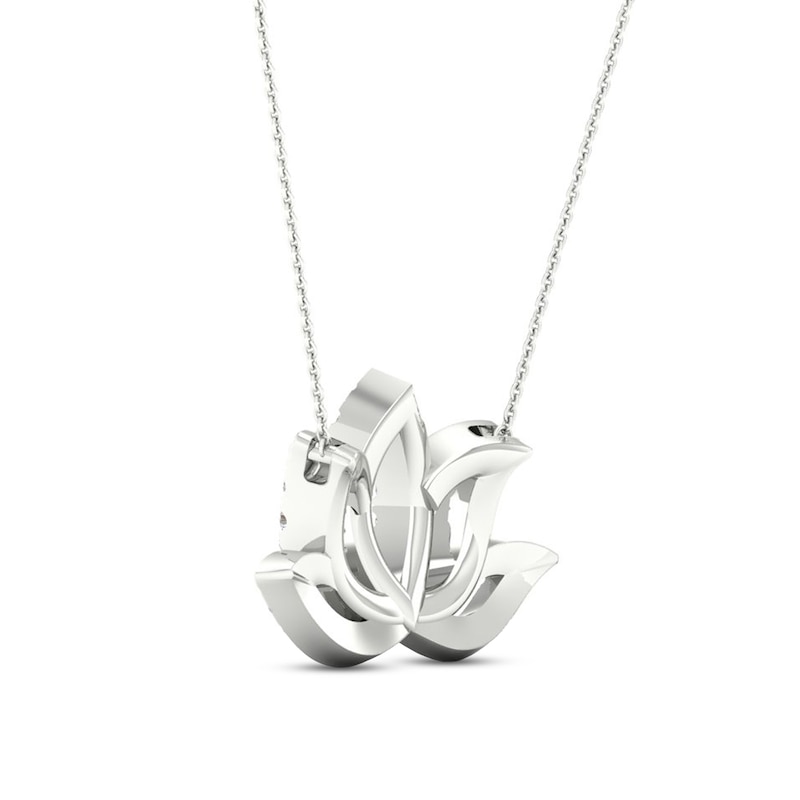 By Women for Women 0.10 CT. T.W. Diamond Lotus Flower Necklace in Sterling Silver|Peoples Jewellers