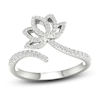 By Women for Women 0.25 CT. T.W. Diamond Lotus Flower Open Ring in 10K White Gold - Size 7