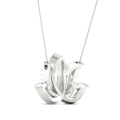 By Women for Women 0.25 CT. T.W. Diamond Lotus Flower Necklace in 10K White Gold