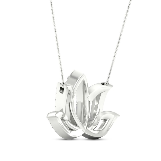 By Women for Women 0.25 CT. T.W. Diamond Lotus Flower Necklace in 10K White Gold