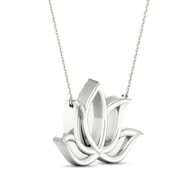 By Women for Women 0.33 CT. T.W. Diamond Lotus Flower Necklace in 10K White Gold