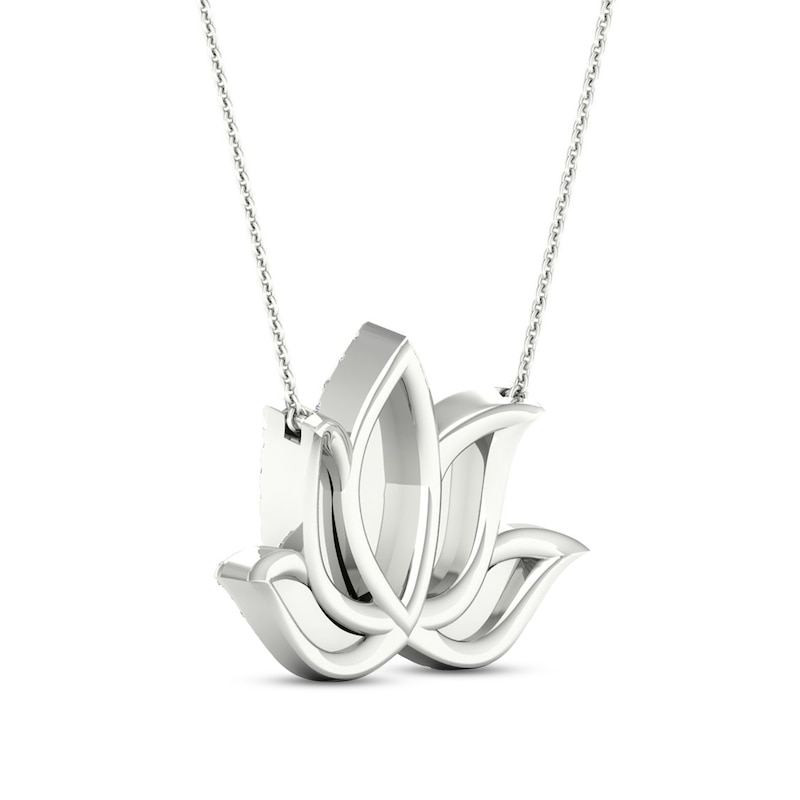 By Women for Women 0.33 CT. T.W. Diamond Lotus Flower Necklace in 10K White Gold|Peoples Jewellers