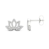 By Women for Women 0.25 CT. T.W. Diamond Lotus Flower Stud Earrings in 10K White Gold