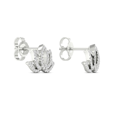 By Women for Women 0.25 CT. T.W. Diamond Lotus Flower Stud Earrings in 10K White Gold