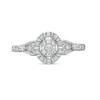 0.16 CT. T.W. Composite Oval Diamond Frame Vintage-Style Promise Ring in 10K White Gold