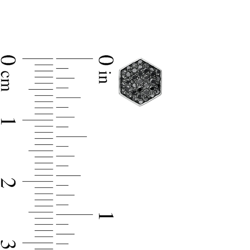 Vera Wang Men 0.37 CT. T.W. Hexagonal Black Multi-Diamond Stud Earrings in Sterling Silver and Black Ruthenium