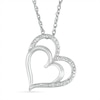 Thumbnail Image 0 of Diamond Accent Tilted Double Heart Outline Pendant in Sterling Silver