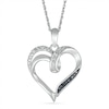 Black Enhanced and White Diamond Accent Heart Pendant in Sterling Silver