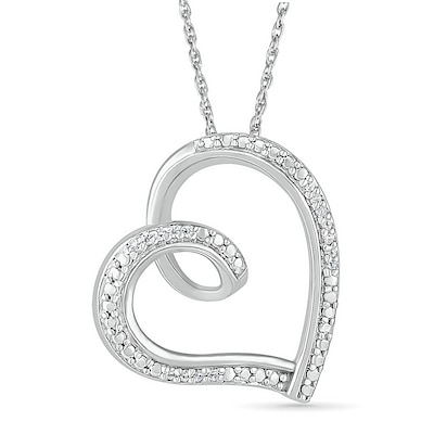 0.04 CT. T.W. Diamond Heart Pendant in Sterling Silver