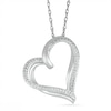 Thumbnail Image 0 of 0.066 CT. T.W. Diamond Stacked Tilted Heart Pendant in Sterling Silver
