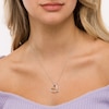 Thumbnail Image 1 of 0.065 CT. T.W. Diamond Double Row Heart Pendant in Sterling Silver and 10K Rose Gold