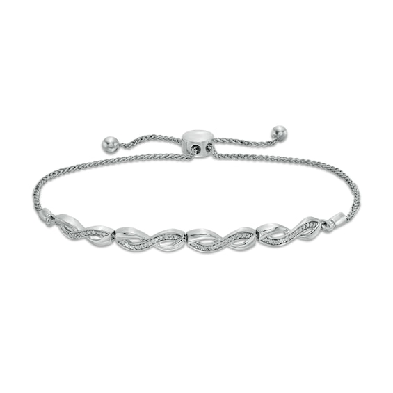 Diamond Accent Infinity Bolo Bracelet in Sterling Silver – 9.5"