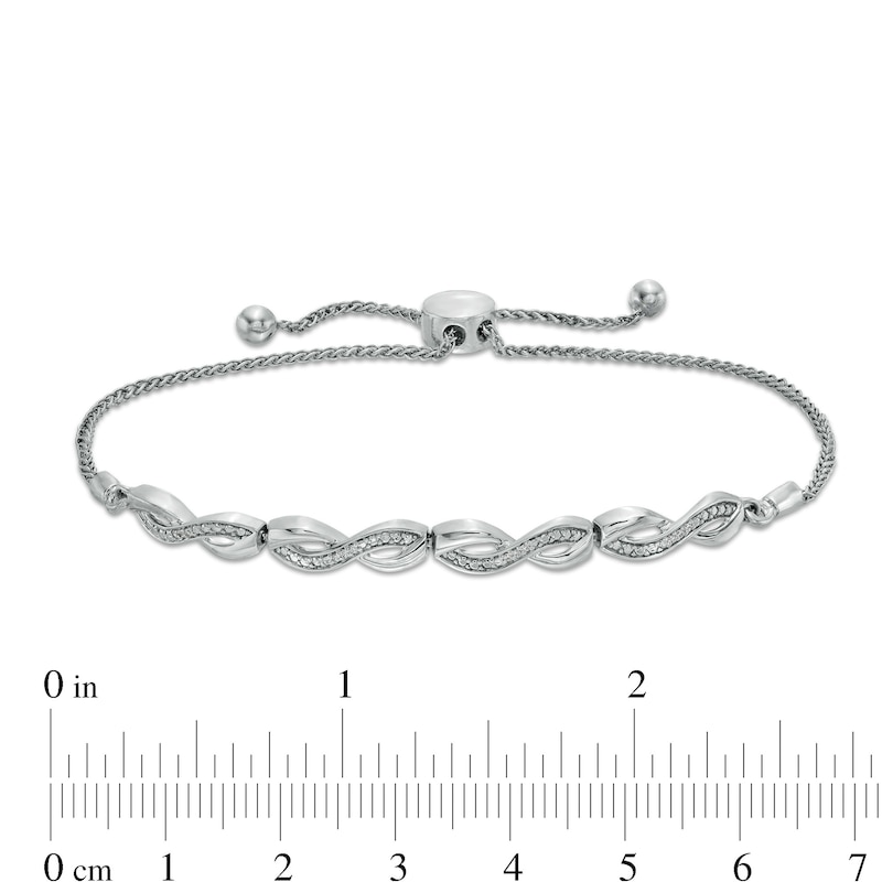 Diamond Accent Infinity Bolo Bracelet in Sterling Silver – 9.5"|Peoples Jewellers
